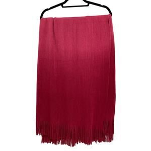 West Elm Hot Pink Ombré Fringe Throw Blanket 44” x 56”